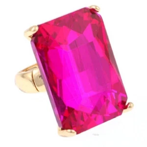 Anello elastico in oro con grande pietra rettangolare ROSA FUCSIA (7004) - Foto 1 di 1