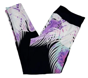 Leggings LuLaRoe para mujer talla TC negros morados florales sumergidos altos y curvilíneos nuevos con etiquetas - Imagen 1 de 4