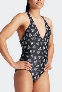 Traje de baño para mujer ADIDAS AOP SPW SUIT natación elástico negro logotipo de una pieza - Imagen 1 de 3
