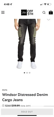 PRPS Cargo Black Jeans Mens Size 30 - Image 1 of 4