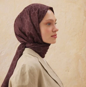 Islamic Headscarf Diamond Jacquard Satin Turkish Hijab Shawl Wrap - Picture 1 of 69