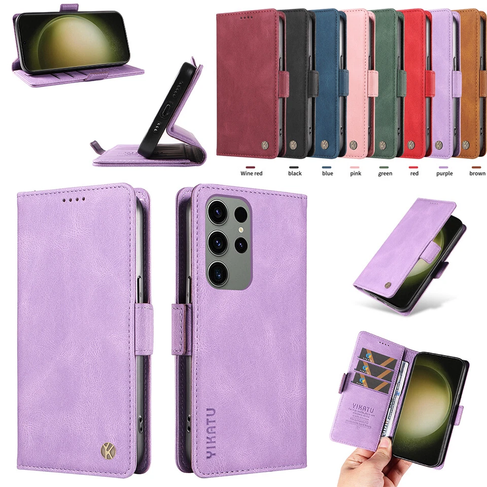 For Samsung S23 S22 S21 S20 FE Case Luxury Leather Flip Wallet Card Stand Cover - Image 1 of 1