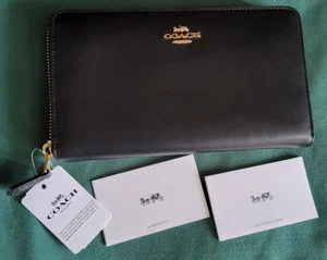 Portafoglio donna COACH Continental nero nuovo con etichetta - Foto 1 di 5