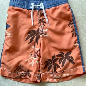 Gap Kids Size XS 4T - 5T Orange Blue Hawaiian Palm Tree Tropical Swim Trunks - Picture 1 of 4