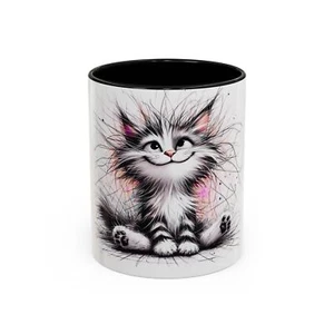 Tazza da caffè con accento di gatto carino 11 oz - tazza animale divertente per amanti dei gatti - Foto 1 di 33