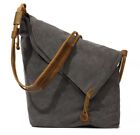NEW Modern Vintage Canvas Leather Shoulder Bag Sling Bag Gray