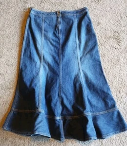 Gonna jeans Lauren Max media denim svasata davanti cottage modesta - Foto 1 di 4