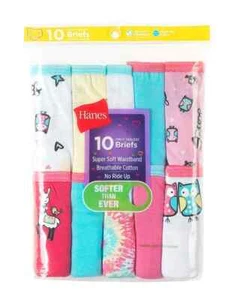 Hanes Girls' 10 Pack Assorted Cotton Briefs Size 12 (designs may vary) - Picture 1 of 1