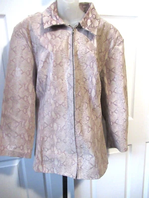 BAGATELLE Vintage Beige 100% Leather Snake Skin Print Jacket 2X - Image 1 of 4
