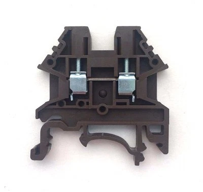 DIN Rail Terminal Blocks 100 Quantity DK2.5N-BR Dinkle Brown 12 AWG 20 A 600 V - Image 1 of 3