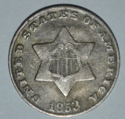 1853 Three Cent Silver 3c {{{C319 - Image 1 of 3