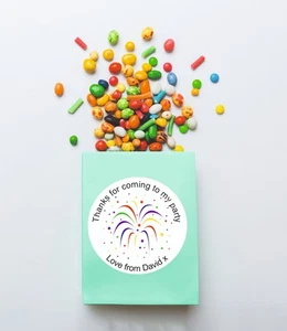 Personalised Firework Birthday Stickers, Labels, Sweet Cone, Party Bag,Thank You - Picture 1 of 2