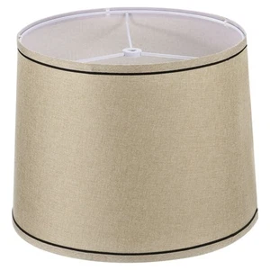 Drum Lampshade for Table Lamp 11.4"x12.6"x9.8" Floor Lamp Shade Beige Black - Picture 1 of 7