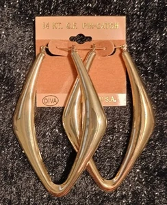 Diva 14kt Gold Filled große Ohrringe Pin-Catch CL USA Neu - Bild 1 von 9