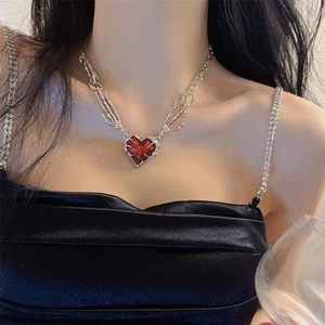 Personalized Heart Design Hand Bone Shape Necklace Versatile Clavicle Chain Gift - Picture 1 of 6