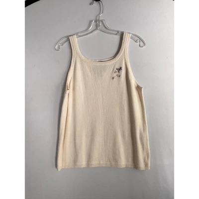 Camiseta sin mangas de punto natural Woolrich para mujer de colección sin mangas bordadas flores talla L Foto 1 de 4