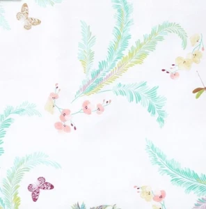 Sábana Plana Yves Delorme Queen 94x116" Evasión Tropical Floral Pájaro Satén Francia - Imagen 1 de 21