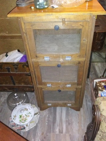 Vintage Pie Safe Jelly Cupboard Potato Bin Storage 3 Screened Shelves PRICE DROP Cover