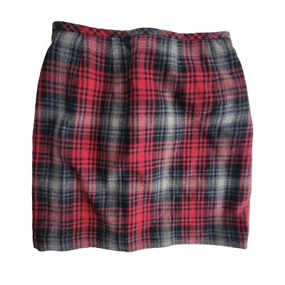 Falda de lana a cuadros Eddie Bauer para mujer talla 8 roja negra forrada de franela #3732 Foto 1 de 4