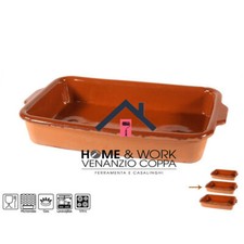 Pirofila Teglia rettangolare per forno in terracotta 36x23 39x29cm Coccio Nuovo