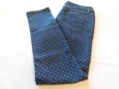 Merona Jeans Denim Ladies Women's pants Size 4 Ankle Skinny Blue polka dots GUC - Image 1 of 4