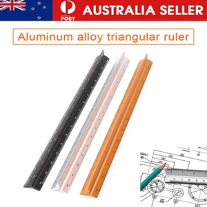 Scale Ruler 30cm Aluminum Alloy Engineer Triangular Scale Gold Tone - Picture 1 of 14
