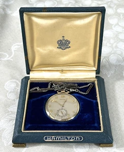 Orologio da tasca Hamilton con cassa e catena originali - Foto 1 di 9
