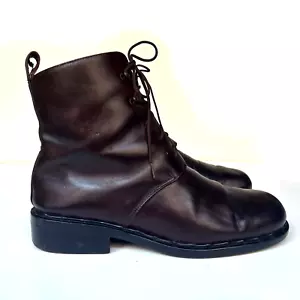 Vintage Eddie Bauer Leather Upper Lace-Up Ankle Boots Brown Italy Womens SZ 9.5W - Picture 1 of 16