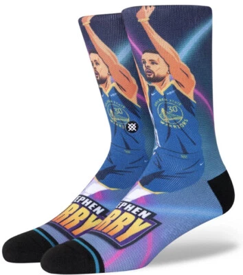 Stephen Curry Stance Socks Fast Break Golden State Warriors Mens Medium 6-8.5 - Image 1 of 4
