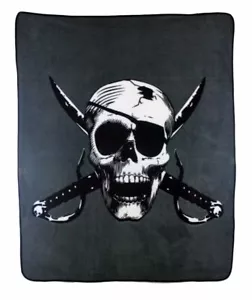 Wholesale ( 2 ) Pirate Skull Cutlass 50x60 Polar Fleece Blanket Throw Plush - Picture 1 of 4
