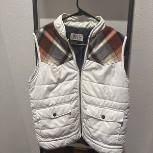 Women’s BKE The Buckle Puffer Vest Size L Plaid Flannel Sleeveless Jacket - Picture 1 of 5