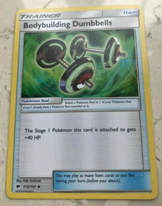 Bodybuilding Dumbbells Trainer 113/147 - Pokemon Card - Picture 1 of 1