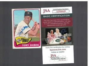 Tony Kubek New York Yankees 1965 Topps Signed Baseball Card JSA - Picture 1 of 2