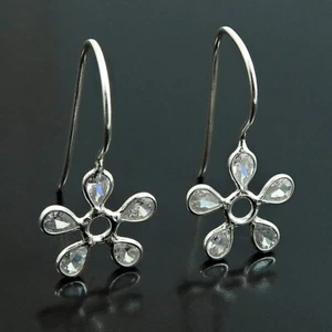 Woman Gift 925 Silver Natural Cubic Zirconia Drop Dangle Boho Earrings Q4 - Picture 1 of 7