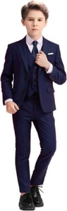Boys Suits 5 Piece Slim Fit Suit for Kids Formal Ring Bearer Suits - Picture 1 of 19