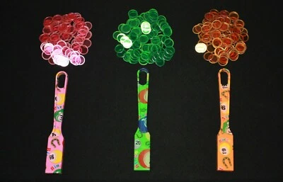 3 Pack Magnetic Designer Bingo Wands with 300 Chips Markers - Pink Green Orange - Image 1 of 3