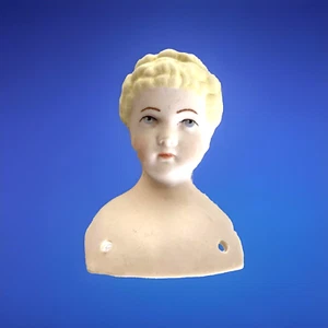 Antique Style Reproduction Hand Painted Parian Doll Head w/Shoulder Plate 4-3/8" - Picture 1 of 9