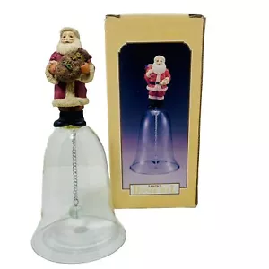 SANTA CLAUS Dinner Bell Glass Christmas Decor St. Nick Holiday Bell NEW in Box - Picture 1 of 4