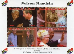 Chad Nelson Mandela Stamps 2013 MNH Queen Elizabeth II Princess Diana 4v M/S - Picture 1 of 1