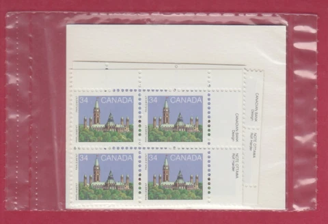 CANADA SEALED PLATE BLOCKS 925  1st-CLASS DEFINITIVES. PARLIAMENT BUILDINGS Cover
