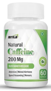 NutriJa Vegetarian Natural Caffeine 200MG 60 Capsule Boost Metabolism Unflavored - Picture 1 of 5