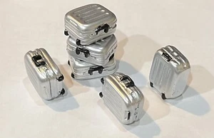 Silver / Black Luggage Set 6 Pc "Aluminum" Style 1/24 Scale G Scale Diorama - Picture 1 of 2