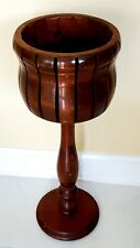 RARE WOOD CARVED CHAMPAGNE BUCKET WITH STAND SOLID WOOD