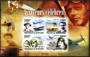 BURUNDI 2011 MNH Imperf SS, Airplanes, Aviation, Fokker, Undbergh, Bleriot - Imagen 1 de 1