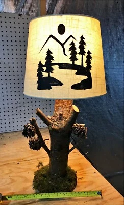 candeeiro de madeira feito à mão - rústico, camp, cottage estilo Adirondack - Imagem 1 de 4