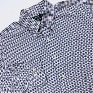 Lauren Ralph Lauren camicia elegante uomo 16,5 multi quadri bottoni manica lunga - Foto 1 di 10