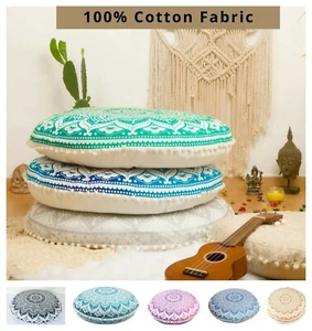 32" Round Floor Cushion Seat Cover Cotton Pillow Soft Large Meditation Floor Mat - Picture 1 of 36