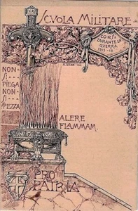 Scuola Militare Pro Patria Modena WWI PC Viaggiata 1918 ART NOUVEAU - Imagen 1 de 1