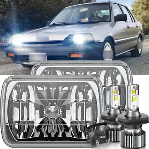 For Honda 1982-1985 Civic 1986-1989 Accord Pair 7X6" 5X7 LED Headlights Chrome - Foto 1 di 12