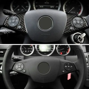 Adecuado para Mercedes Benz C W204 carbono botones del volante marco embellecedor protección - Imagen 1 de 4